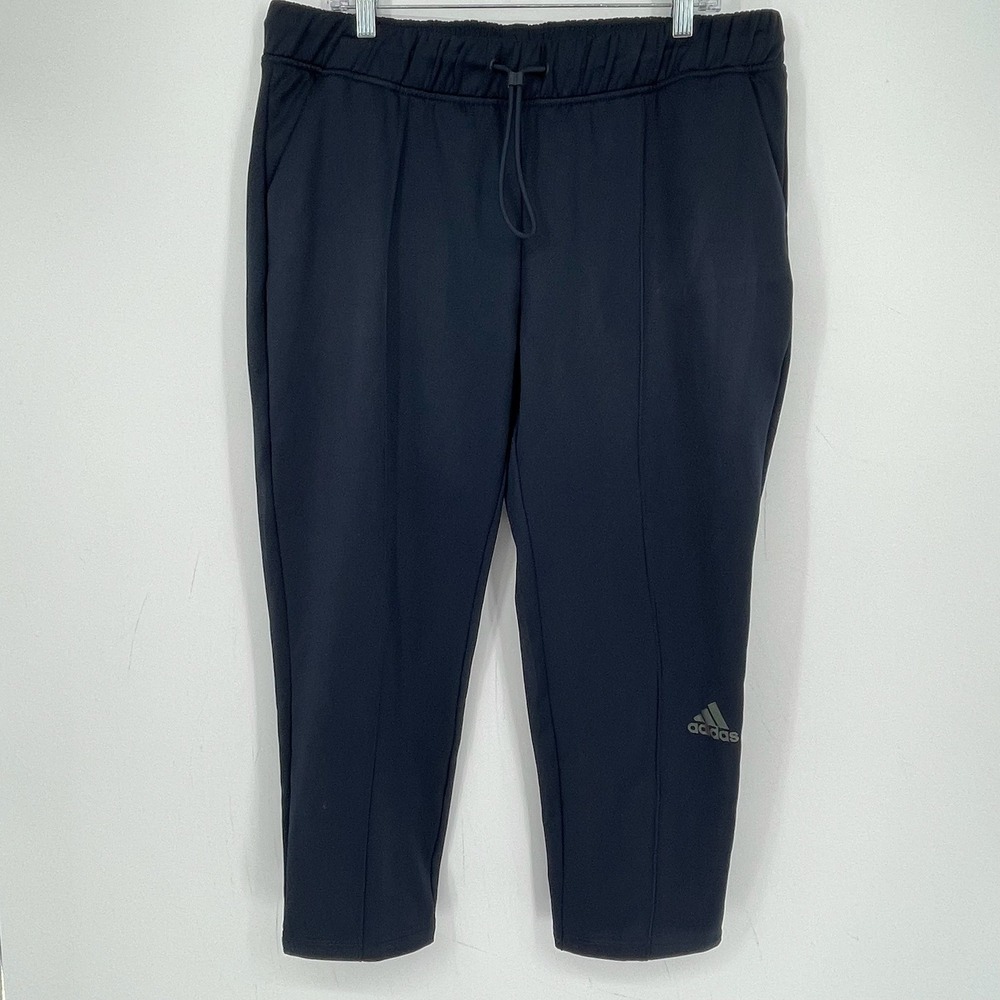Adidas x Zoe Saldana Women's Blue Pintuck Track Athletic Cropped Pants Size XL